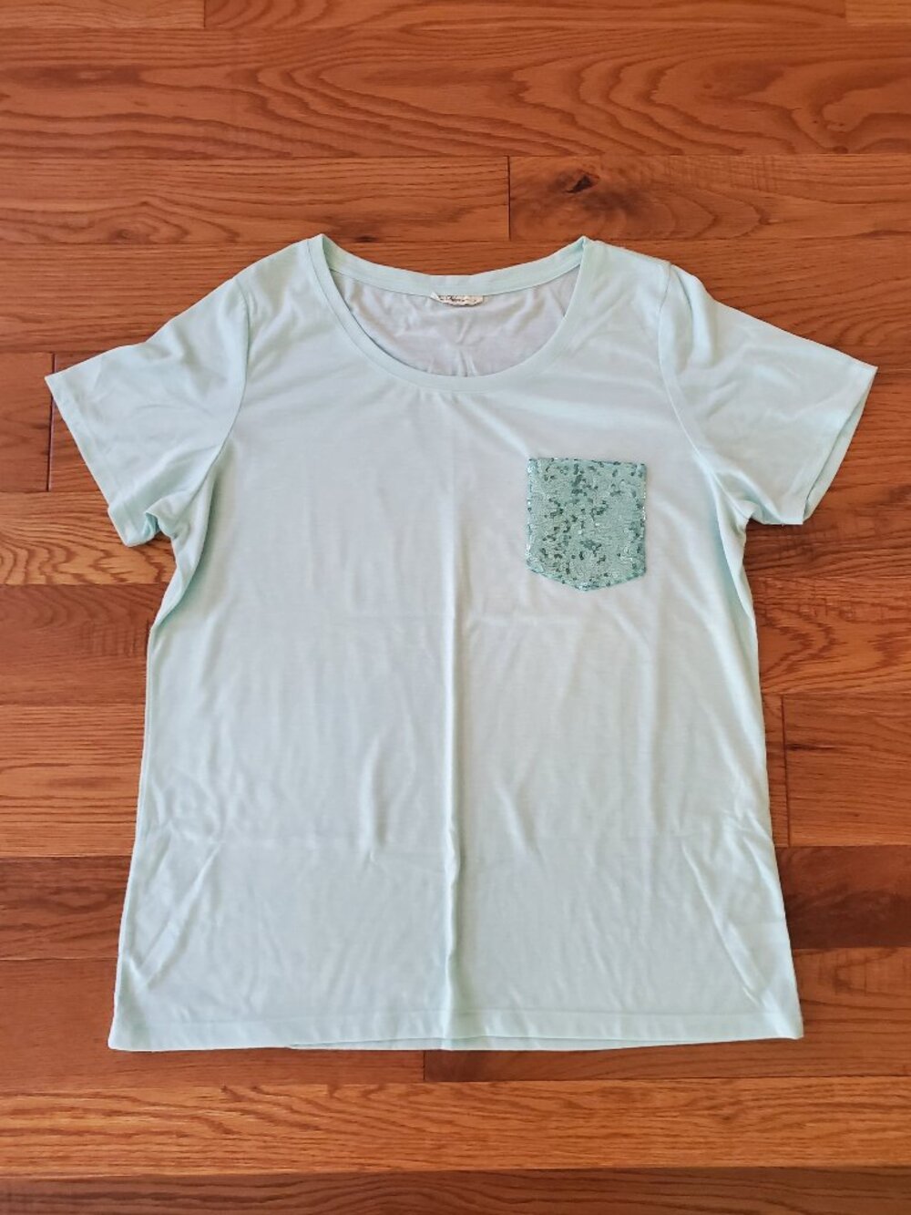 2 for $15 | Cheeky's Tiffany Blue Sparkle Pocket Short Sleeve Tee